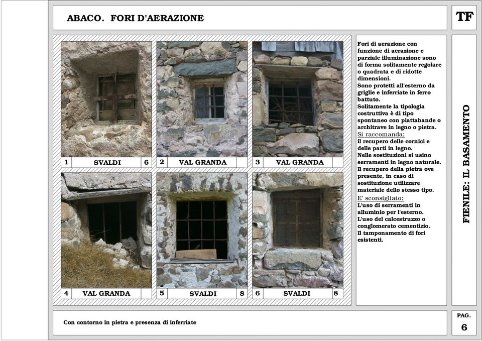 Si rccomnd: il recupero delle cornici e delle prti in legno. Nelle sostituzioni si usino serrmenti in legno nturle.