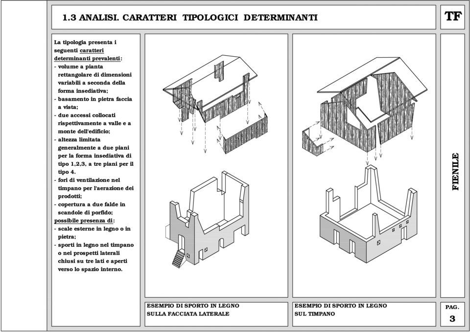 pietr fcci vist; - due ccessi collocti rispettivmente vlle e monte dell'edificio; - ltezz limitt generlmente due pini per l form inseditiv di tipo,,3, tre pini per il tipo 4.