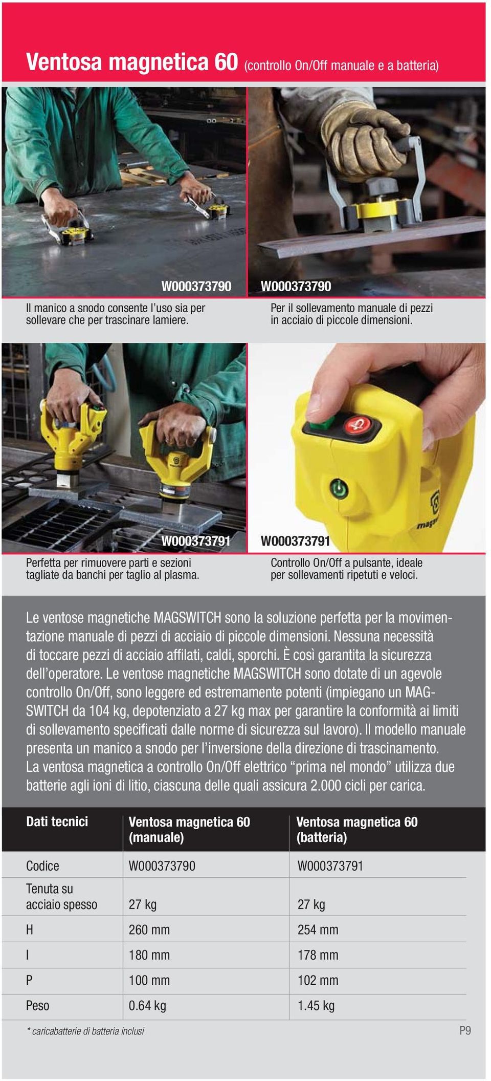 Le ventose magnetiche MAGSWITCH sono la soluzione perfetta per la movimen tazione manuale di pezzi di acciaio di piccole dimensioni.