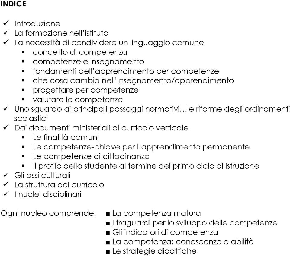 al curricolo verticale Le finalità comuni Le competenze-chiave per l apprendimento permanente Le competenze di cittadinanza Il profilo dello studente al termine del primo ciclo di istruzione Gli assi