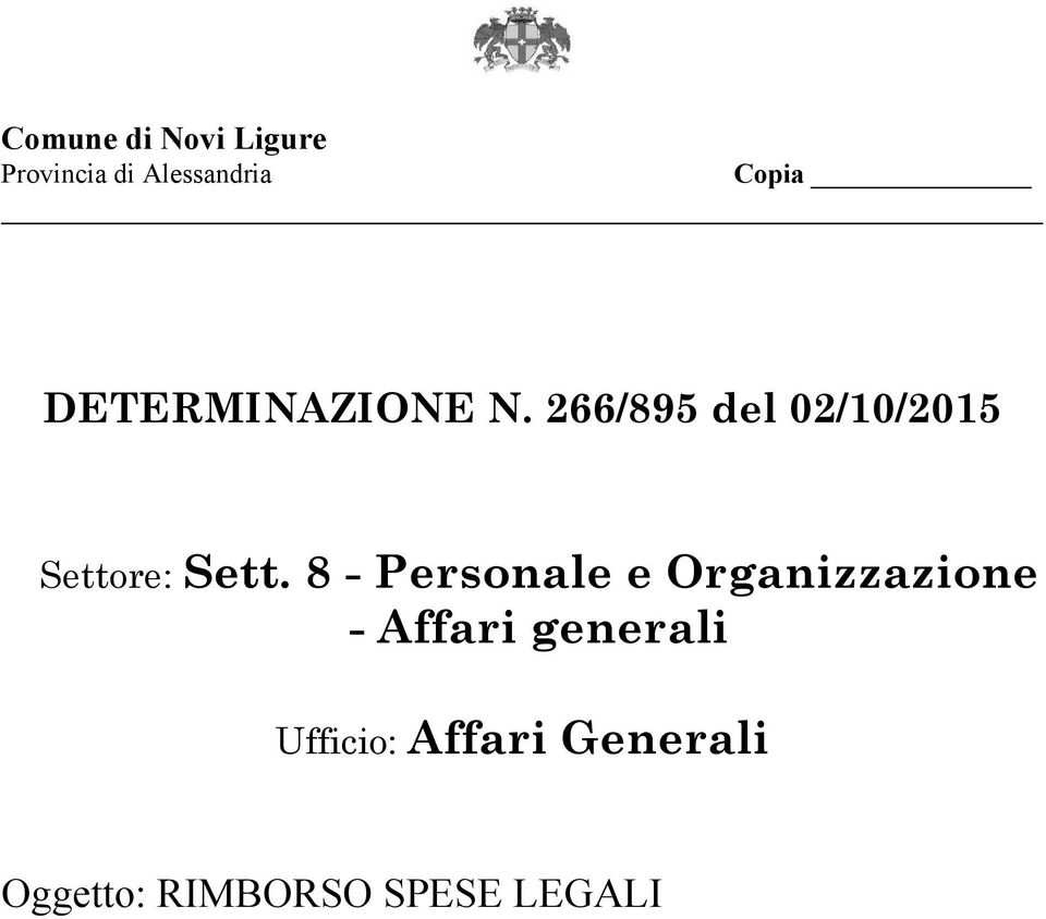 266/895 del 02/10/2015 Settore: Sett.