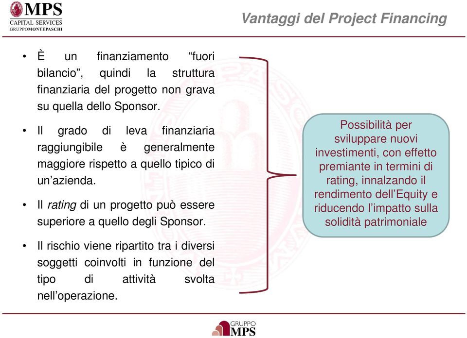 Il rating di un progetto può essere superiore a quello degli Sponsor.