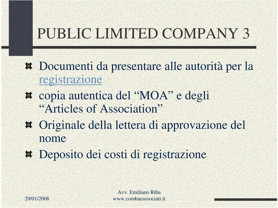 degli Articles of Association Originale della lettera