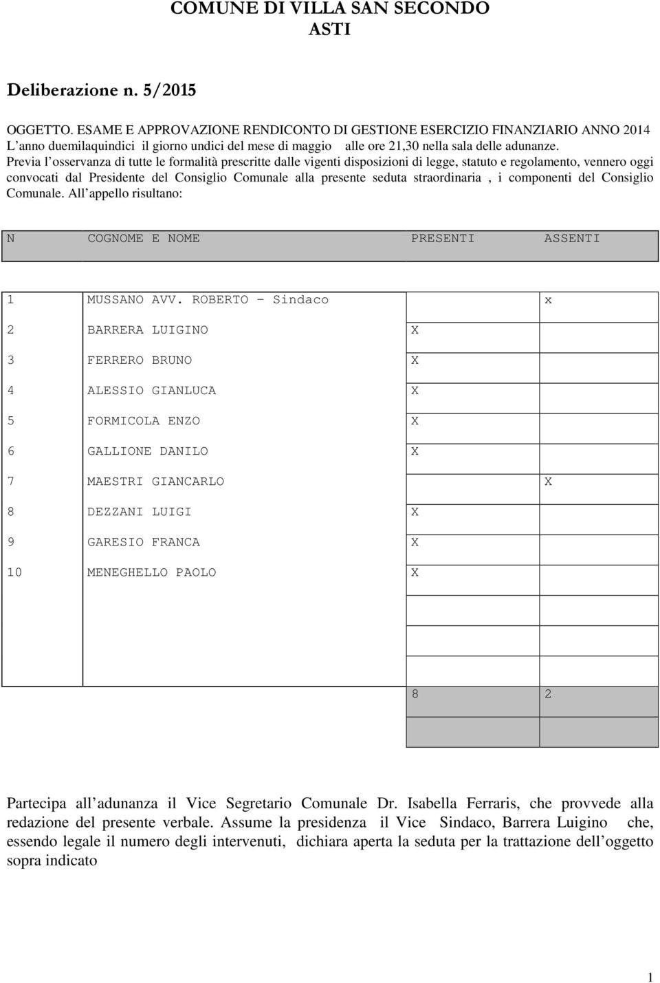 Previa l osservanza di tutte le formalità prescritte dalle vigenti disposizioni di legge, statuto e regolamento, vennero oggi convocati dal Presidente del Consiglio Comunale alla presente seduta