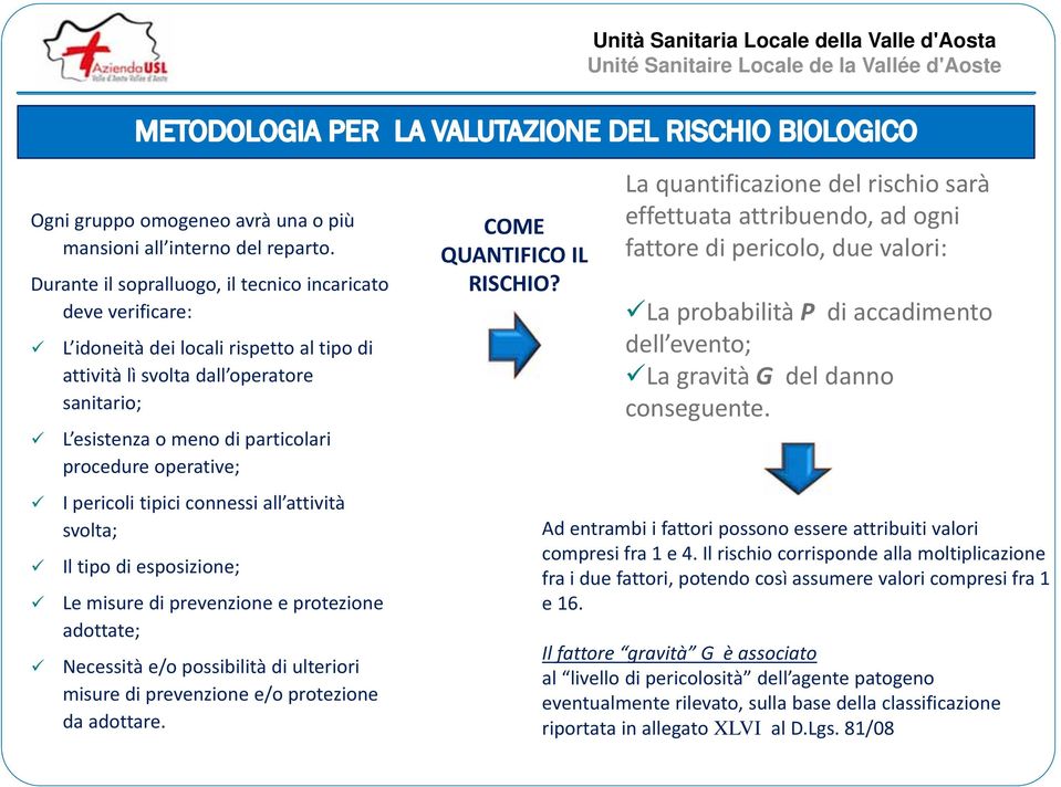 operative; I pericoli tipici connessi all attività svolta; Il tipo di esposizione; Le misure di prevenzione e protezione adottate; Necessità e/o possibilità di ulteriori misure di prevenzione e/o