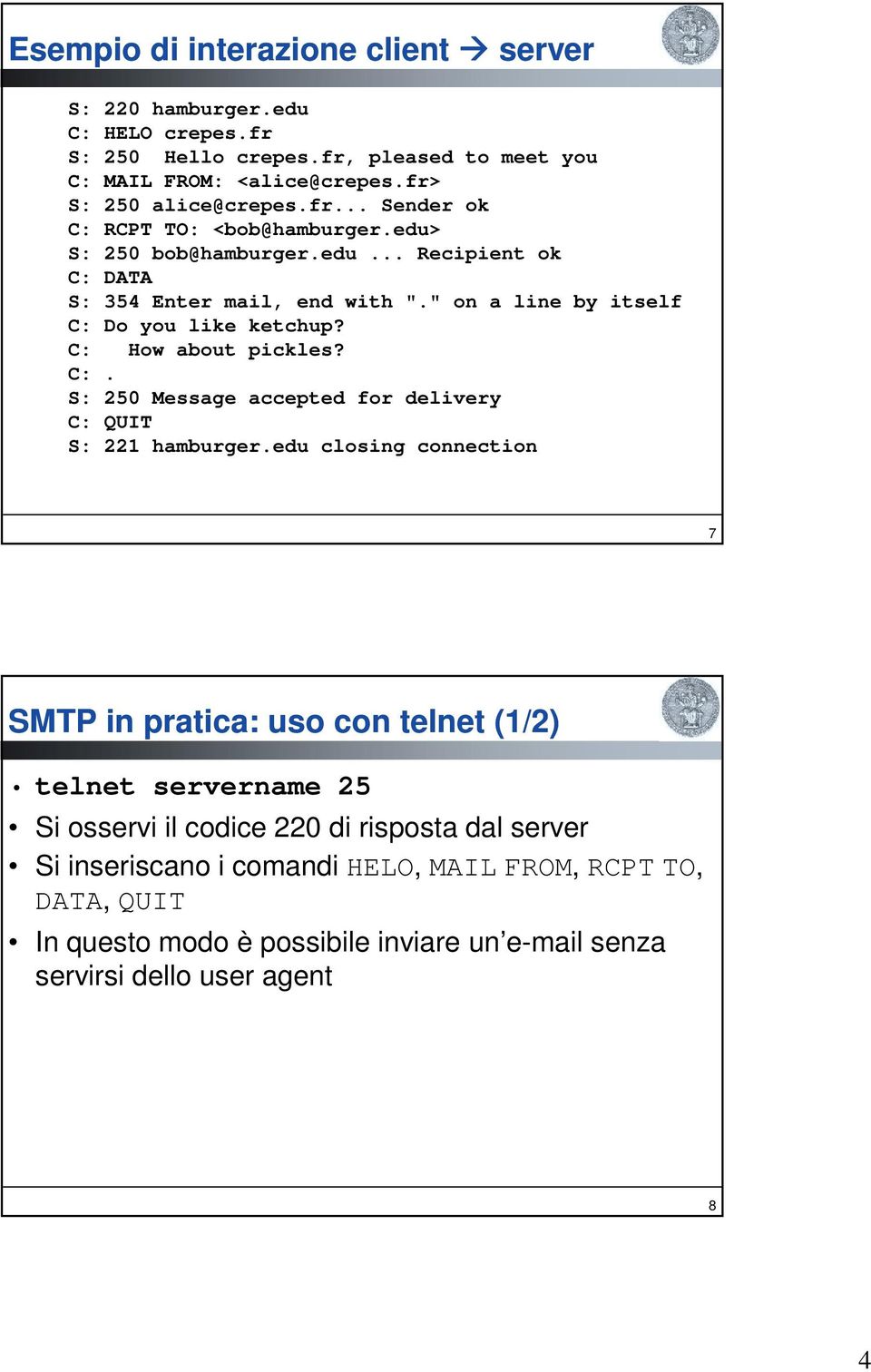 C: How about pickles? C:. S: 250 Message accepted for delivery C: QUIT S: 221 hamburger.