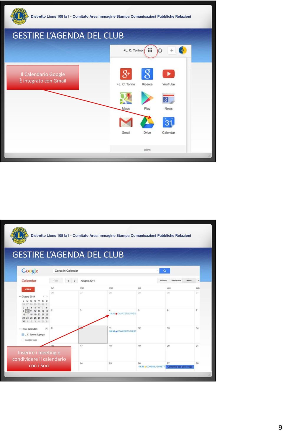 Gmail GESTIRE L AGENDA DEL CLUB
