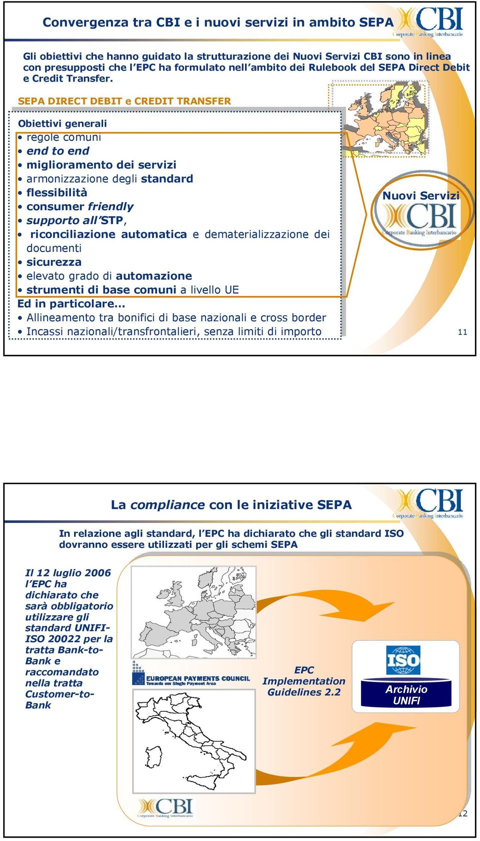 SEPA DIRECT DEBIT e CREDIT TRANSFER Obiettivi generali regole comuni end to end miglioramento dei servizi armonizzazione degli standard flessibilità consumer friendly supporto all STP,