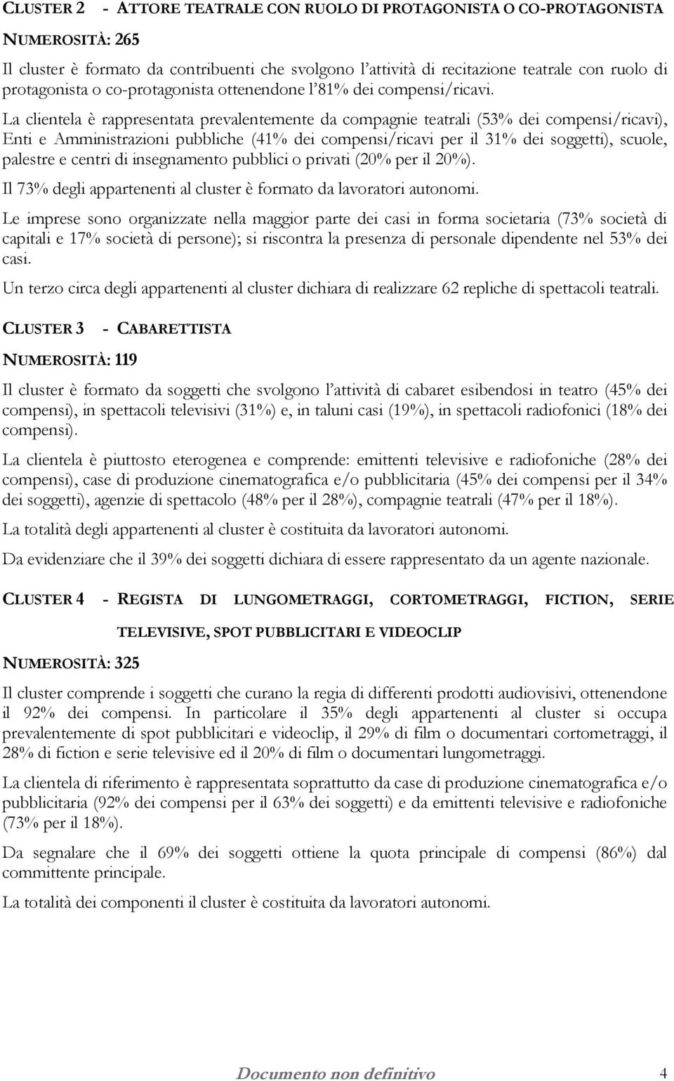 La clientela è rappresentata prevalentemente da compagnie teatrali (53% dei compensi/ricavi), Enti e Amministrazioni pubbliche (41% dei compensi/ricavi per il 31% dei soggetti), scuole, palestre e