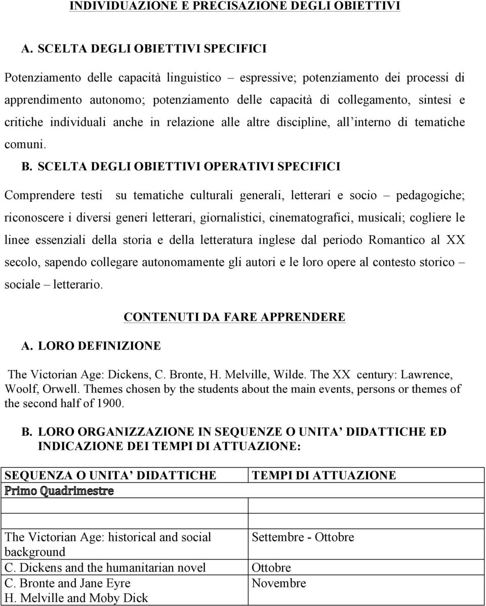 critiche individuali anche in relazione alle altre discipline, all interno di tematiche comuni. B.