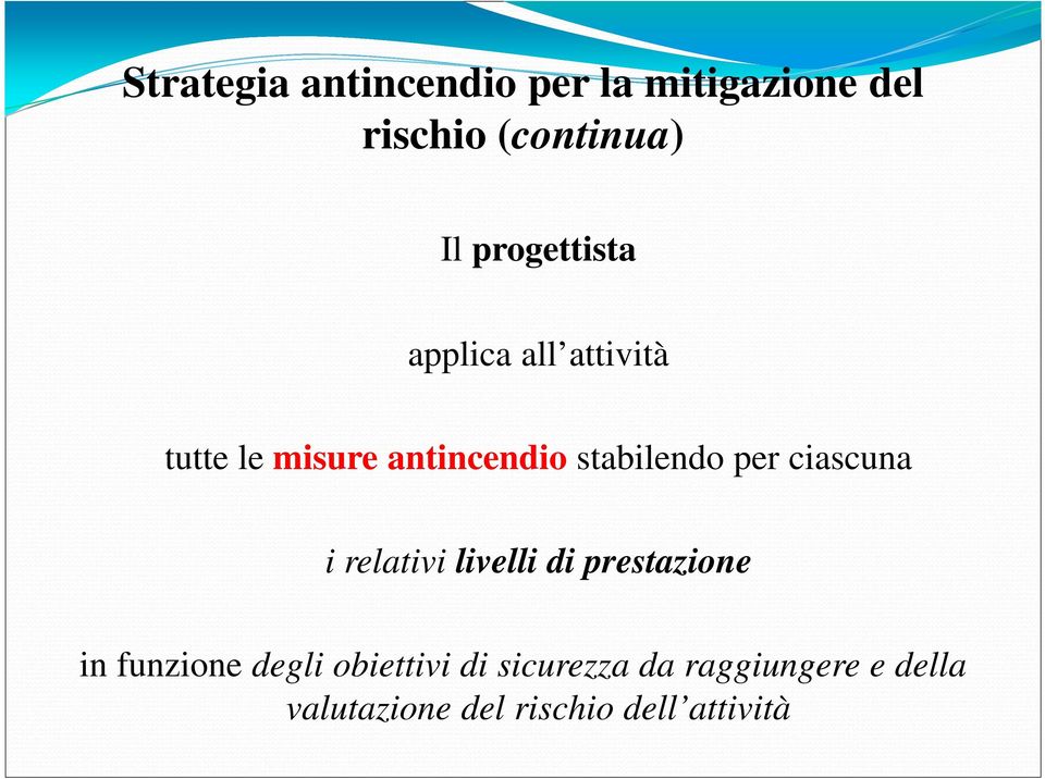 per ciascuna i relativi livelli di prestazione in funzione degli