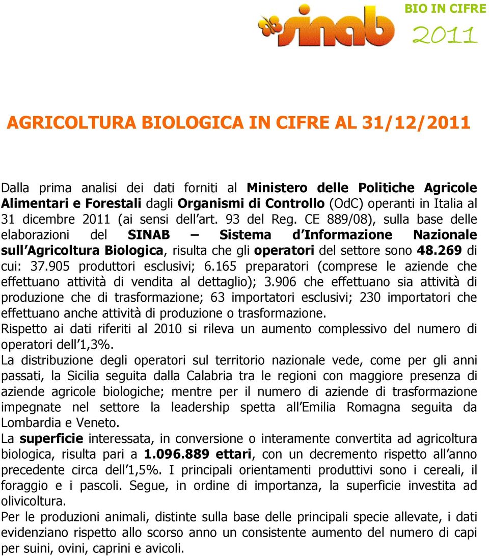 269 di cui: 37.905 produttori esclusivi; 6.165 preparatori (comprese le aziende che effettuano attività di vendita al dettaglio); 3.