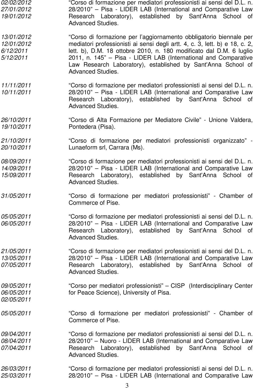 145 Pisa - LIDER LAB (International and Comparative Law Corso di Alta Formazione per Mediatore Civile - Unione Valdera, Pontedera (Pisa).