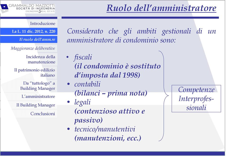 condominio sono: fiscali (il condominio è sostituto d imposta dal 1998) contabili (bilanci prima