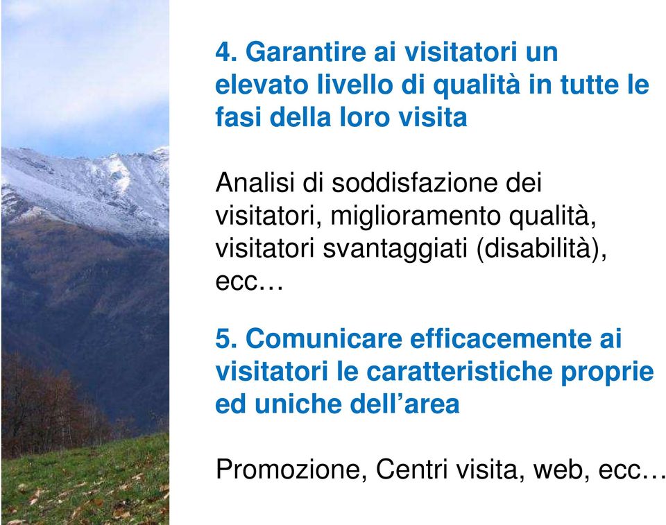 visitatori svantaggiati (disabilità), ecc 5.