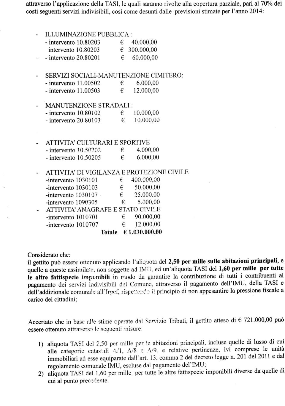 000,00 -intervento 11.00503 12.000,00 - MANUTENZIONE STRADALI : -intervento 10.80102 10.000,00 -intervento 20.80103 10.000,00 ATTIVITÀ' CULTURARI E SPORTIVE -intervento 10.50202 4.