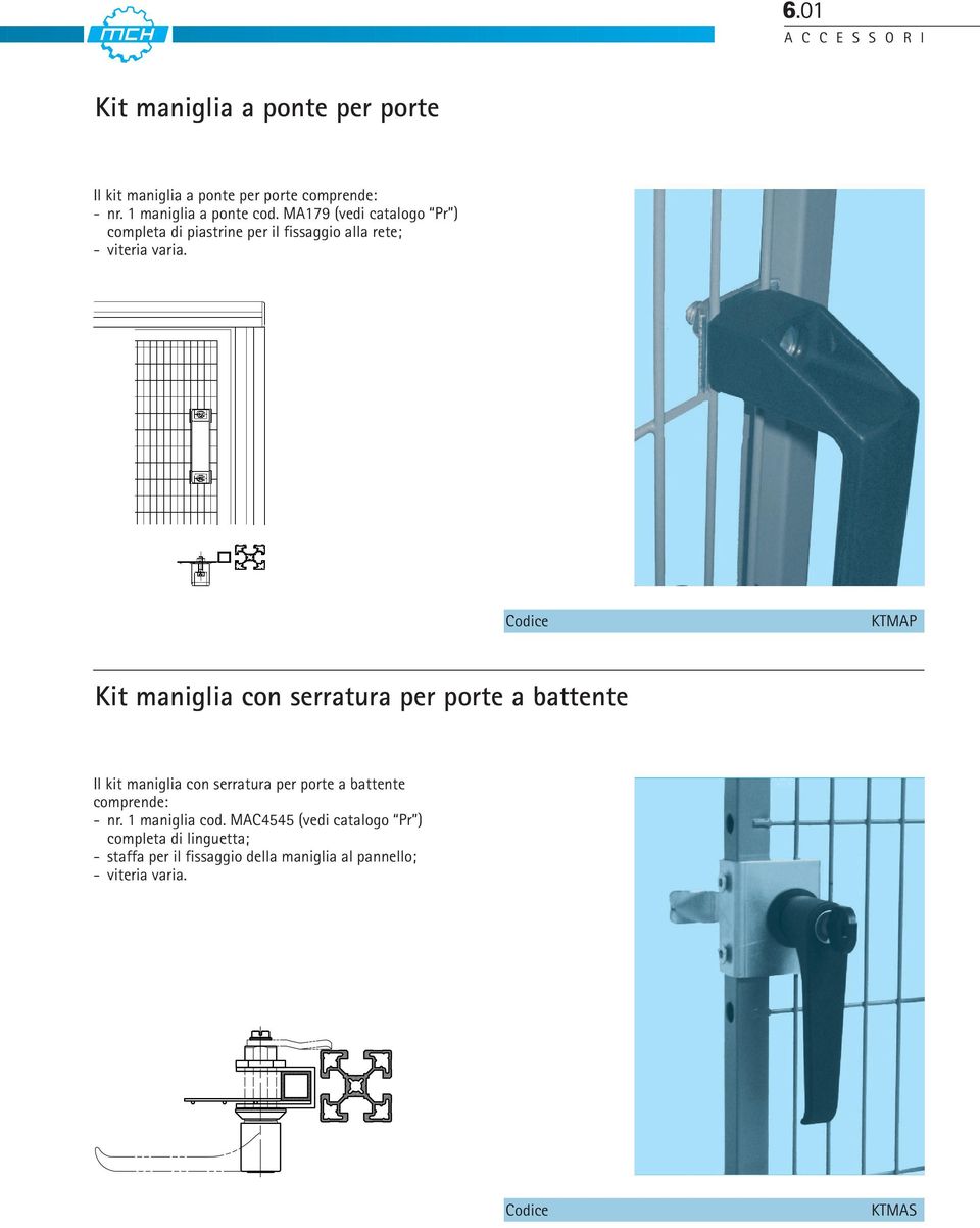 KTMAP Kit maniglia con serratura per porte a battente Il kit maniglia con serratura per porte a battente comprende: - nr.