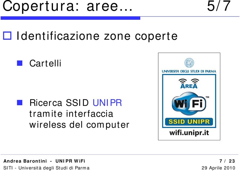 Cartelli Ricerca SSID UNIPR