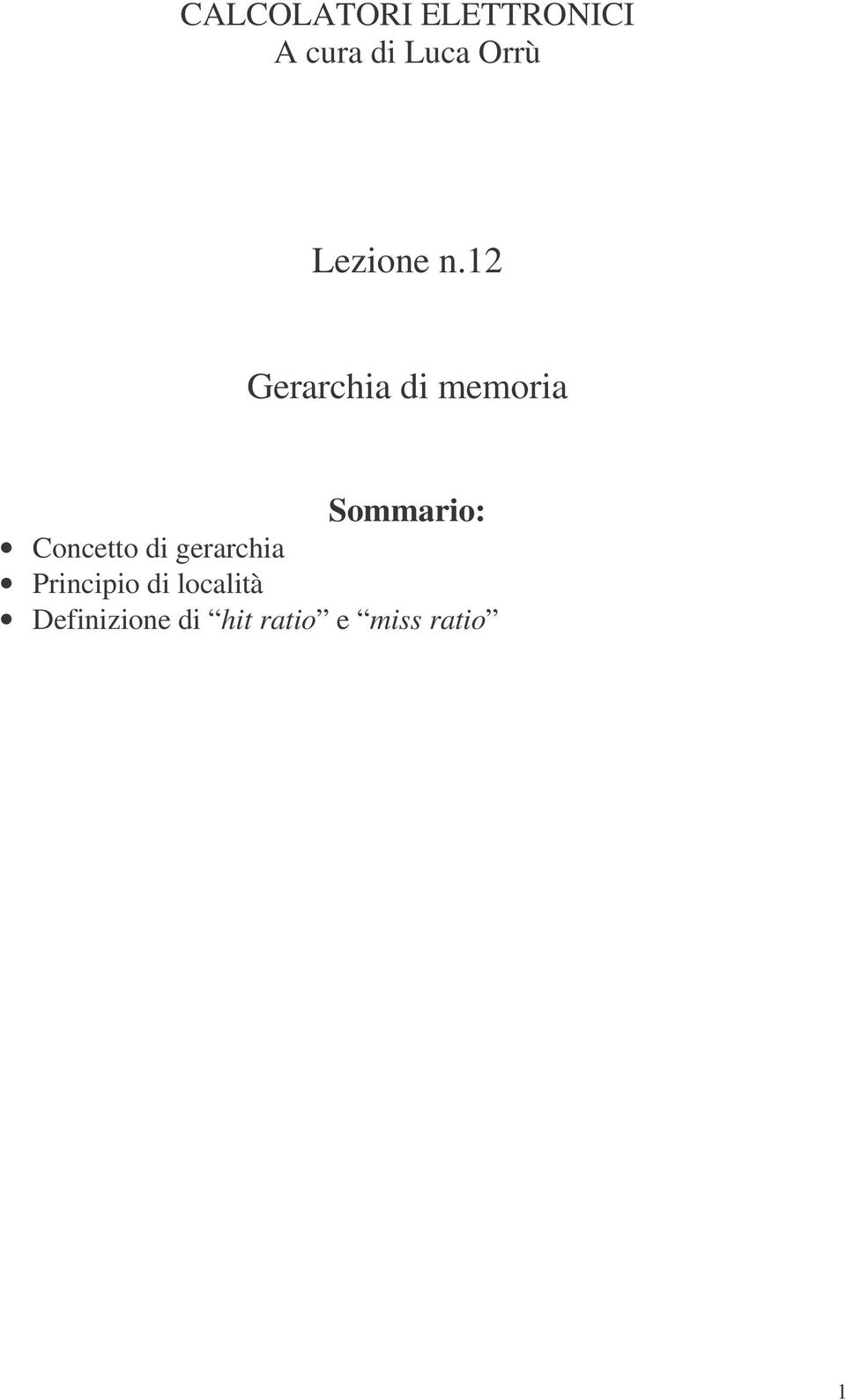 Sommario: Conceo di gerarchia