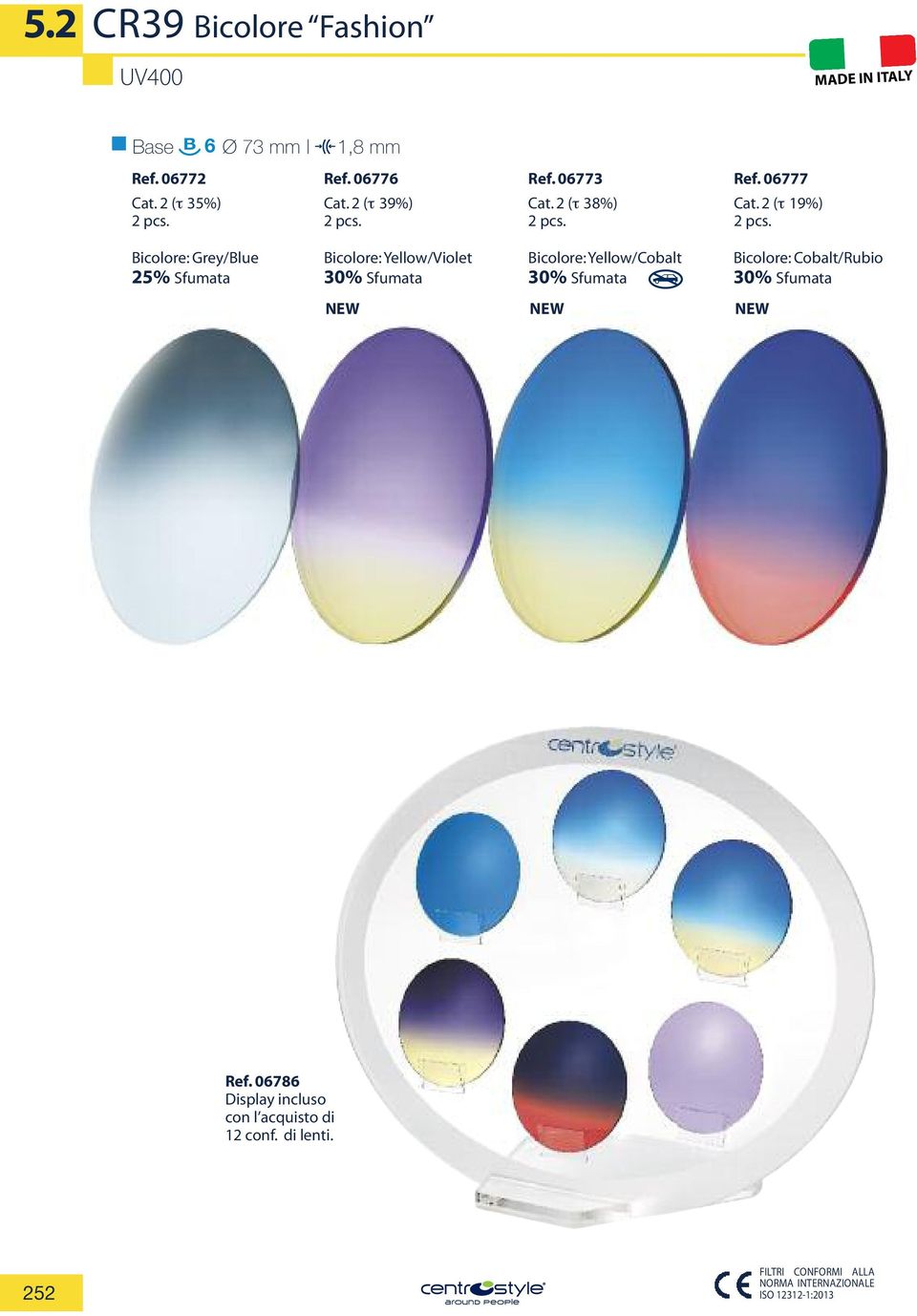 2 (τ 19%) Bicolore: Grey/Blue 25% Sfumata Bicolore: Yellow/Violet Bicolore: Yellow/Cobalt
