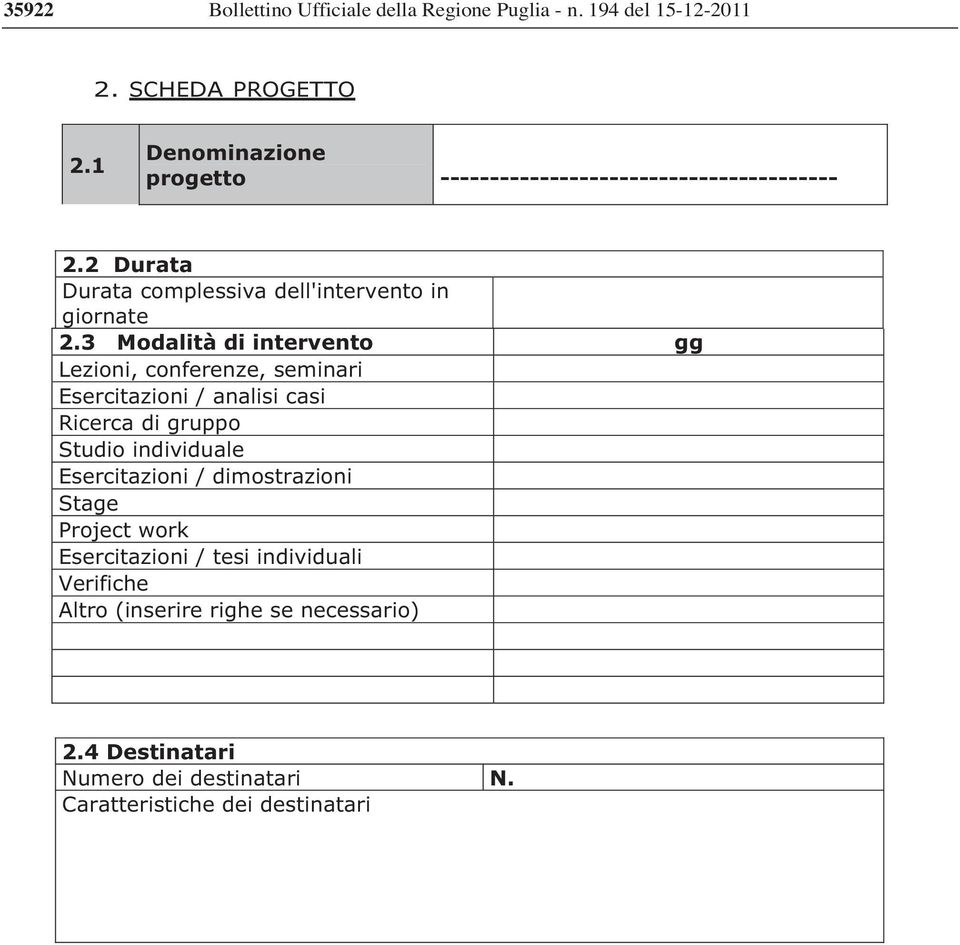 3 Modalità di intervento gg Lezioni, conferenze, seminari Esercitazioni / analisi casi Ricerca di gruppo Studio individuale