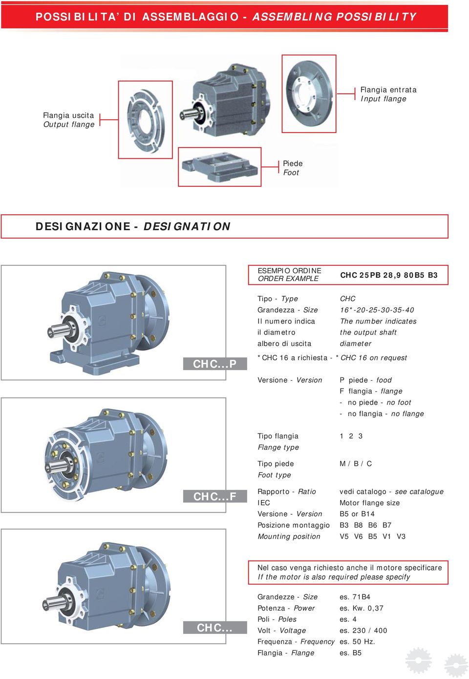 ..P *CHC 16 a richiesta - *CHC 16 on request Versione - Version P piede - food F flangia - flange - no piede - no foot - no flangia - no flange Tipo flangia 1 2 3 Flange type CHC.