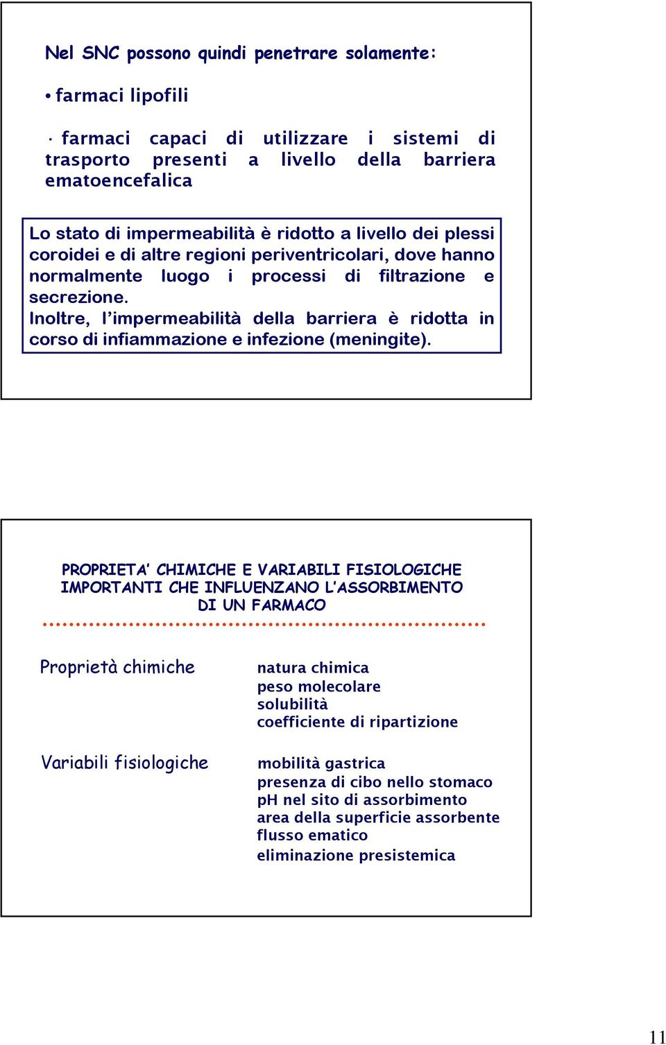 Inoltre, l impermeabilità della barriera è ridotta in corso di infiammazione e infezione (meningite).