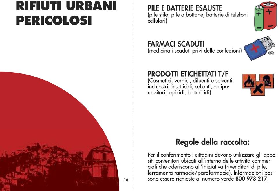 battericidi) Regole della raccolta: 16 Per il conferimento i cittadini devono utilizzare gli appositi contenitori ubicati all interno delle attività