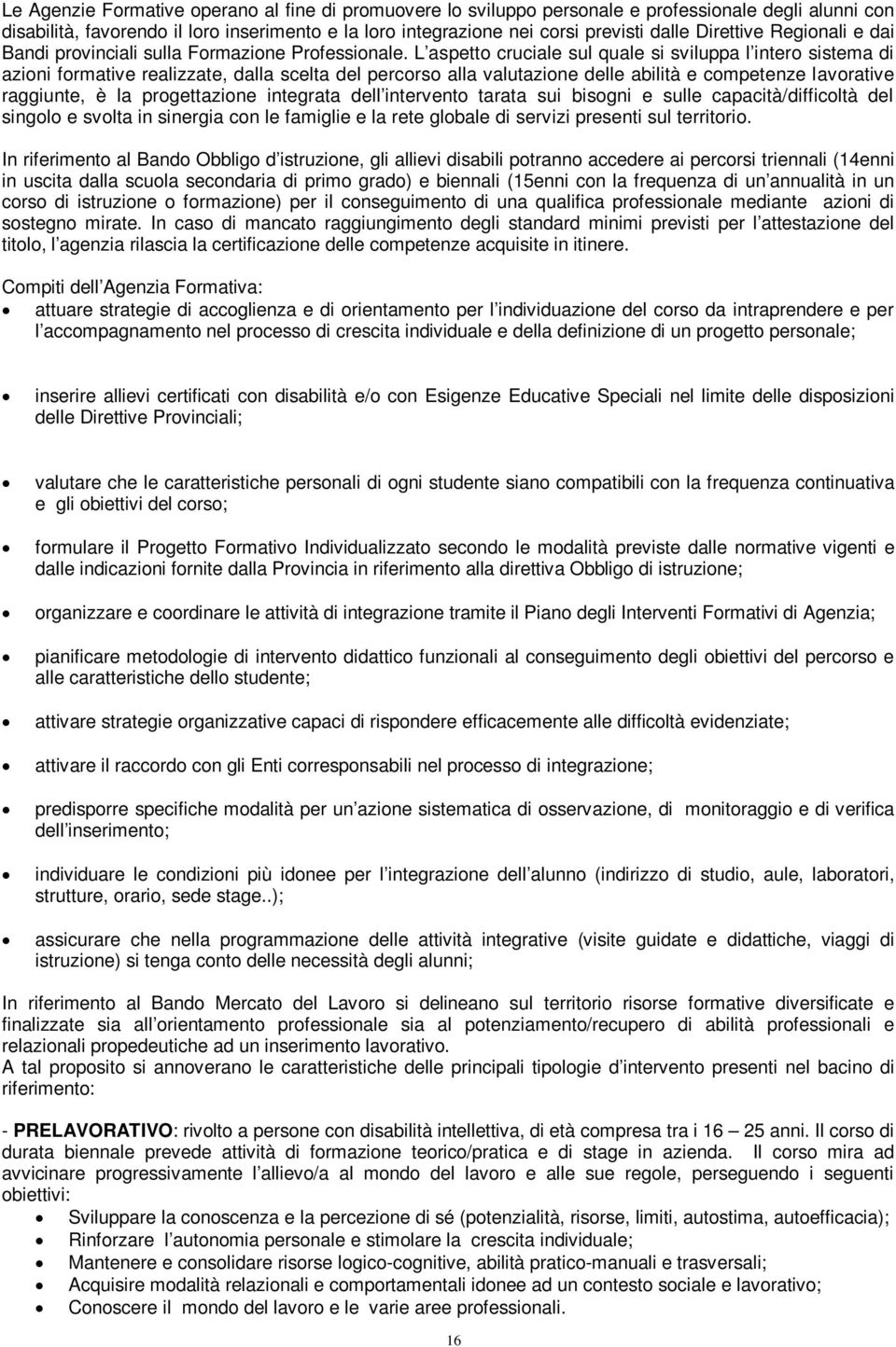 L aspetto cruciale sul quale si sviluppa l intero sistema di azioni formative realizzate, dalla scelta del percorso alla valutazione delle abilità e competenze lavorative raggiunte, è la