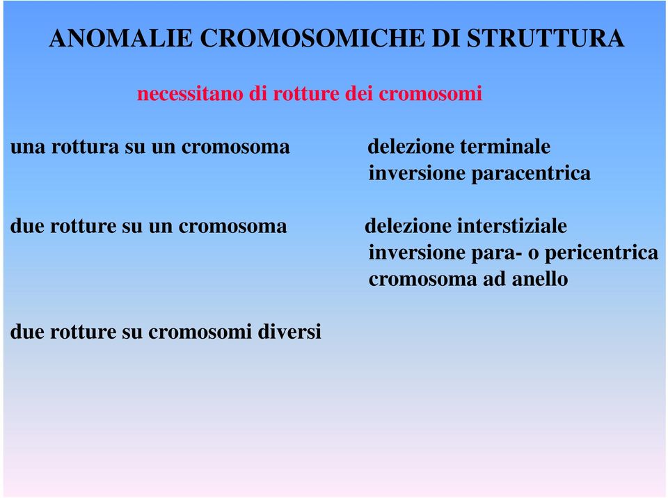 paracentrica due rotture su un cromosoma delezione interstiziale