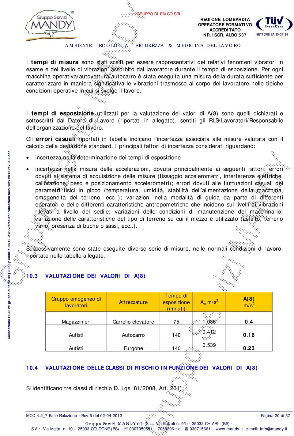 nelle tipiche condizioni operative in cui si svolge il lavoro.