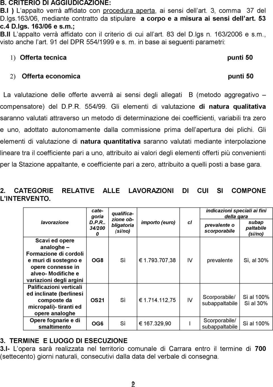 91 del DPR 554/1999 e s. m.