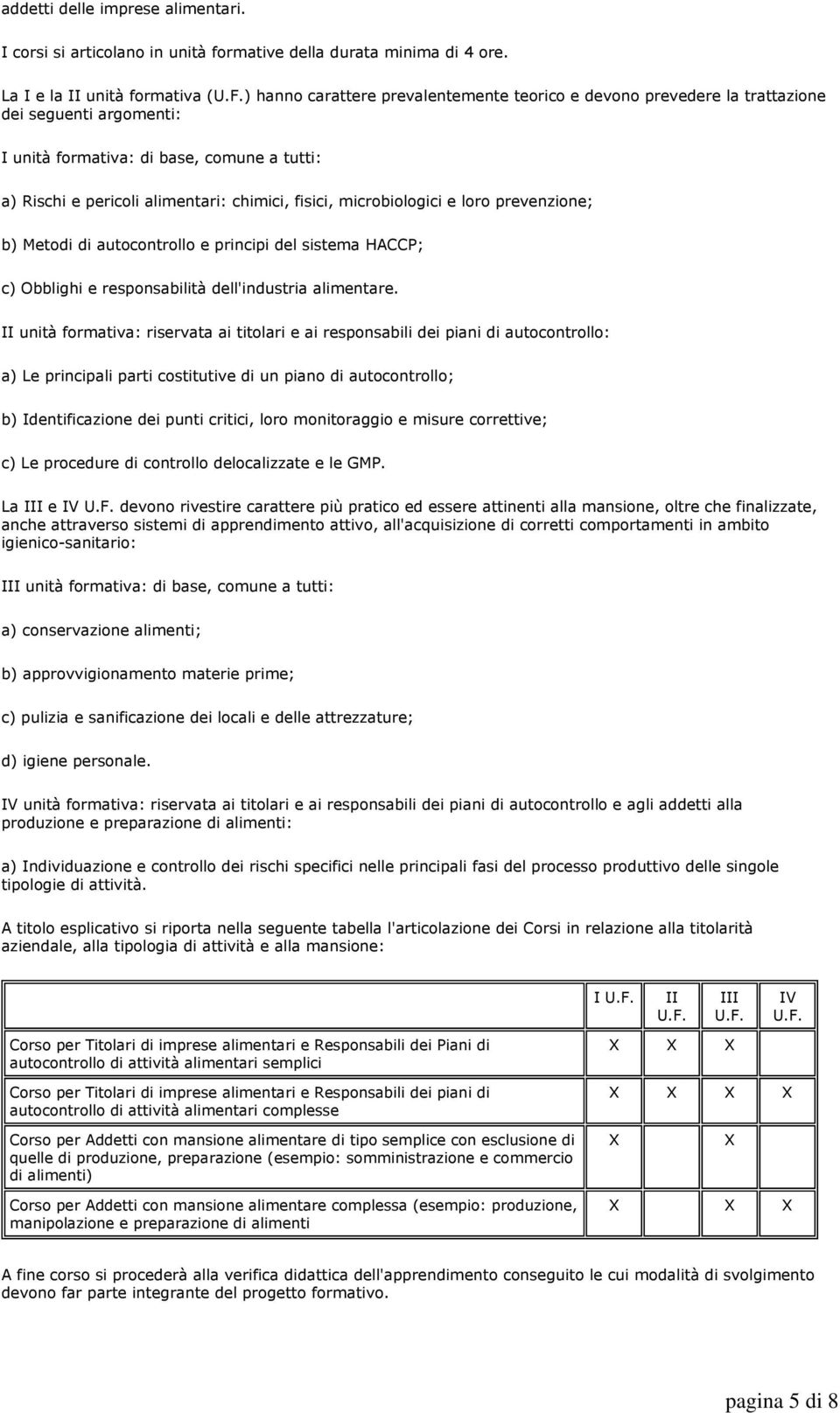 microbiologici e loro prevenzione; b) Metodi di autocontrollo e principi del sistema HACCP; c) Obblighi e responsabilità dell'industria alimentare.