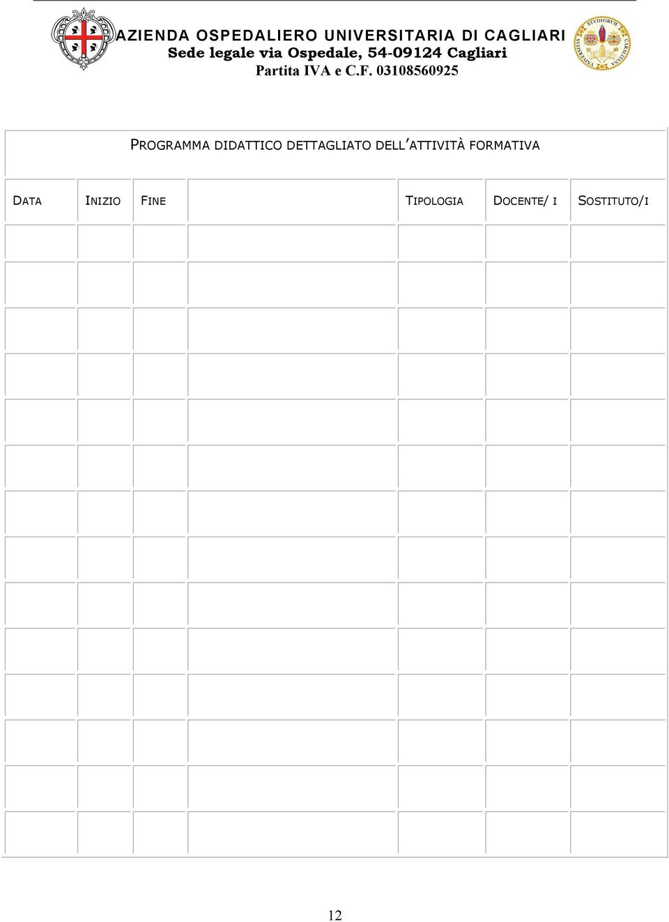 FORMATIVA DATA INIZIO FINE