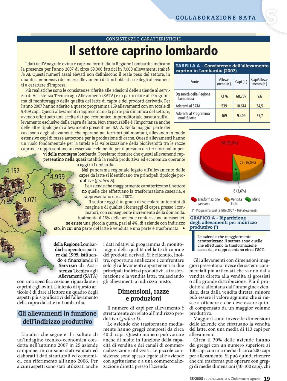 Più realistiche sono le consistenze riferite alle adesioni delle aziende al servizio di Assistenza Tecnica agli Allevamenti () e in particolare al «Programma di monitoraggio della qualità del latte