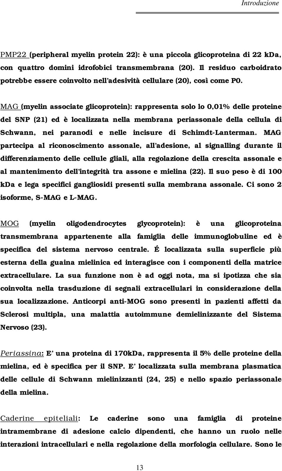 MAG (myelin associate glicoprotein): rappresenta solo lo 0,01% delle proteine del SNP (21) ed è localizzata nella membrana periassonale della cellula di Schwann, nei paranodi e nelle incisure di