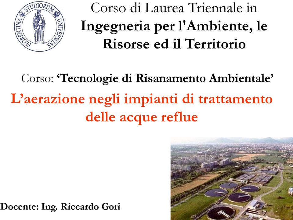 Tecnologie di Risanamento Ambientale L aerazione