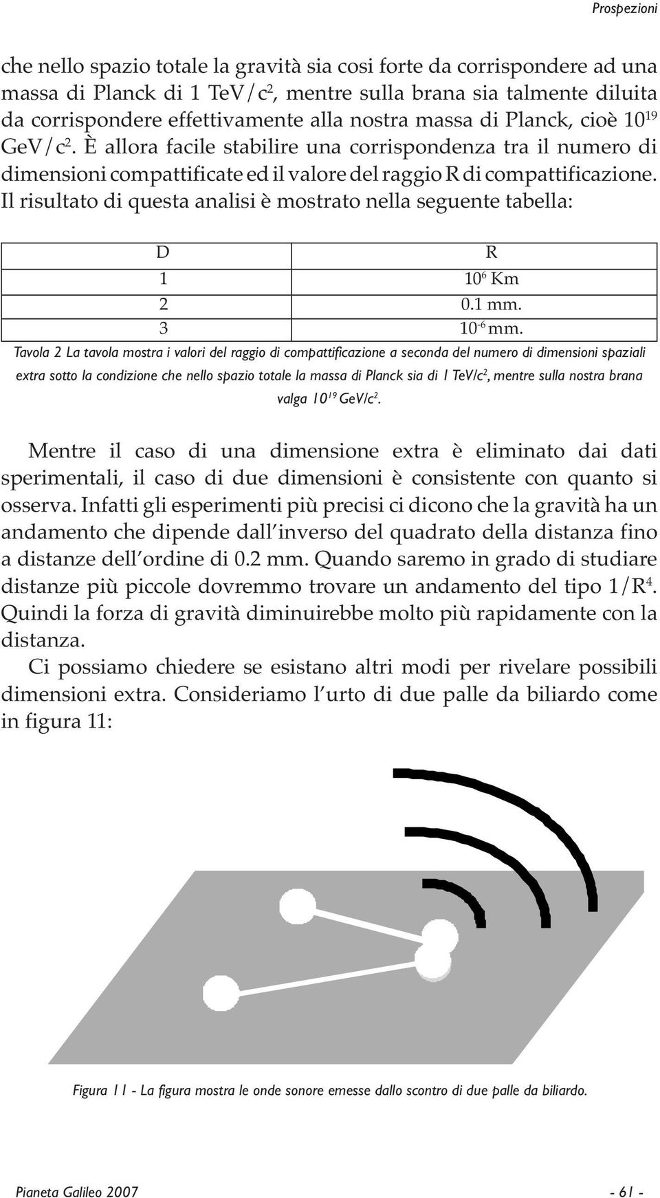 Il risultato di questa analisi è mostrato nella seguente tabella: D 1 10 6 Km 2 0.1 mm. 3 10-6 mm.