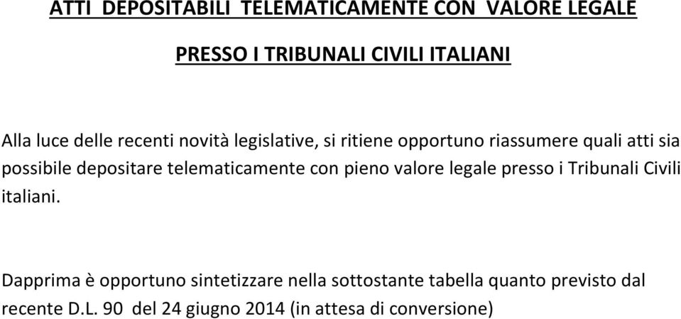 telematicamente con pieno valore legale presso i Tribunali Civili italiani.