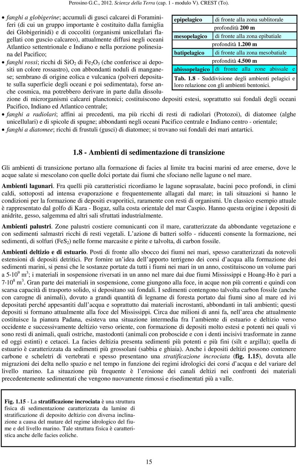 fanghi a globigerine; accumuli di gusci calcarei di Foraminiferi (di cui un gruppo importante è costituito dalla famiglia dei Globigerinidi) e di coccoliti (organismi unicellulari flagellati con