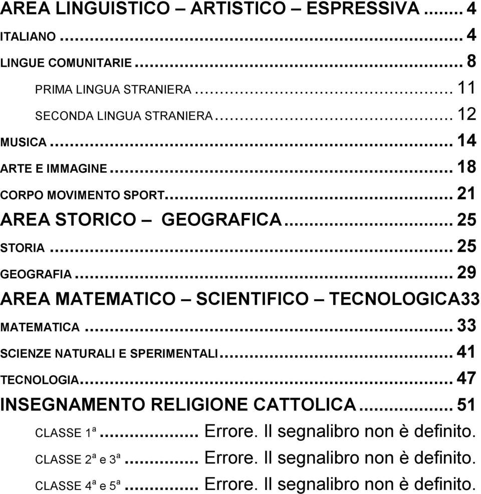 .. 29 AREA MATEMATICO SCIENTIFICO TECNOLOGICA33 MATEMATICA... 33 SCIENZE NATURALI E SPERIMENTALI... 41 TECNOLOGIA.