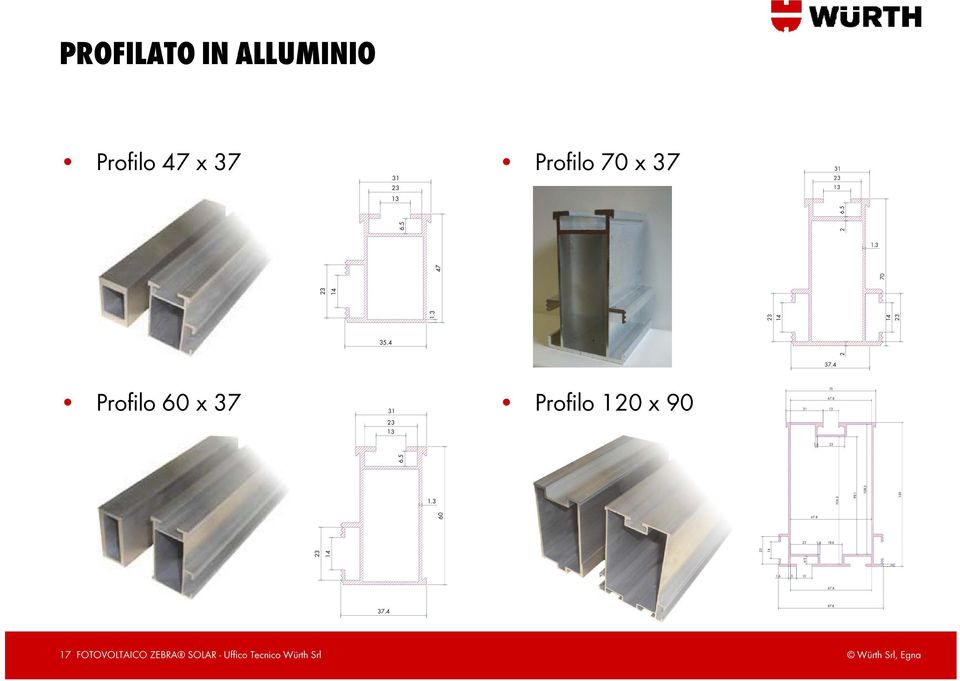 4 Profilo 60 x 37 31 Profilo 120 x 90 23 13 75 67.8 31 13 1.6 23 6.5 13 1.3 10 6.