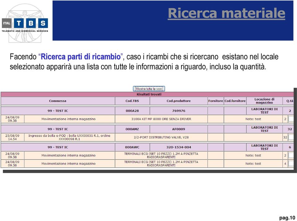 ricercano esistano nel locale selezionato apparirà una