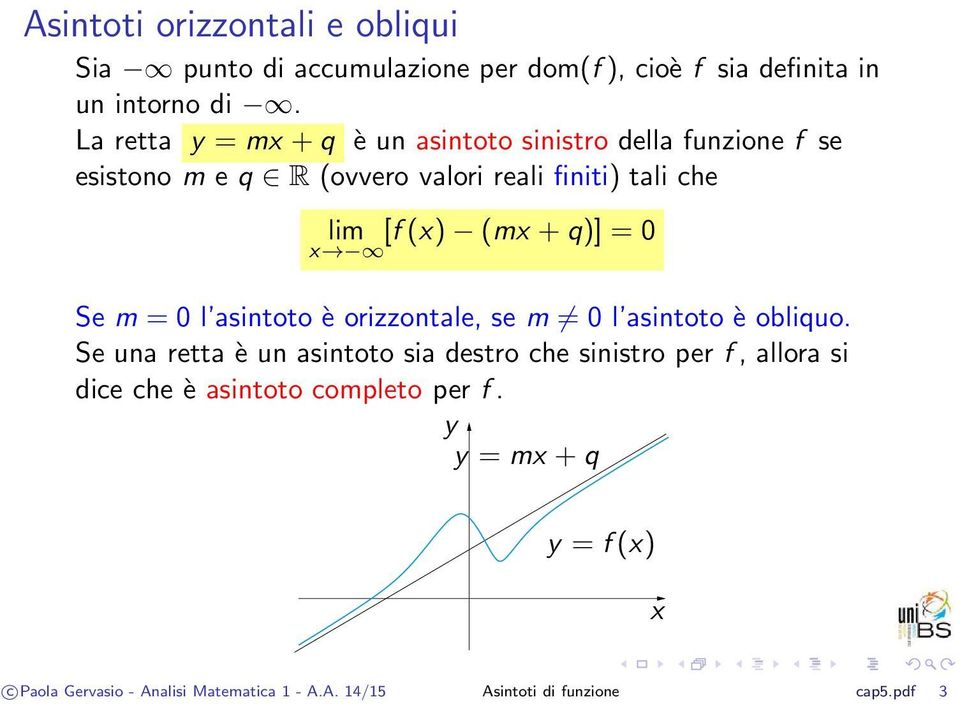 +q)] = 0 Se m = 0 l asintoto è orizzontale, se m 0 l asintoto è obliquo.