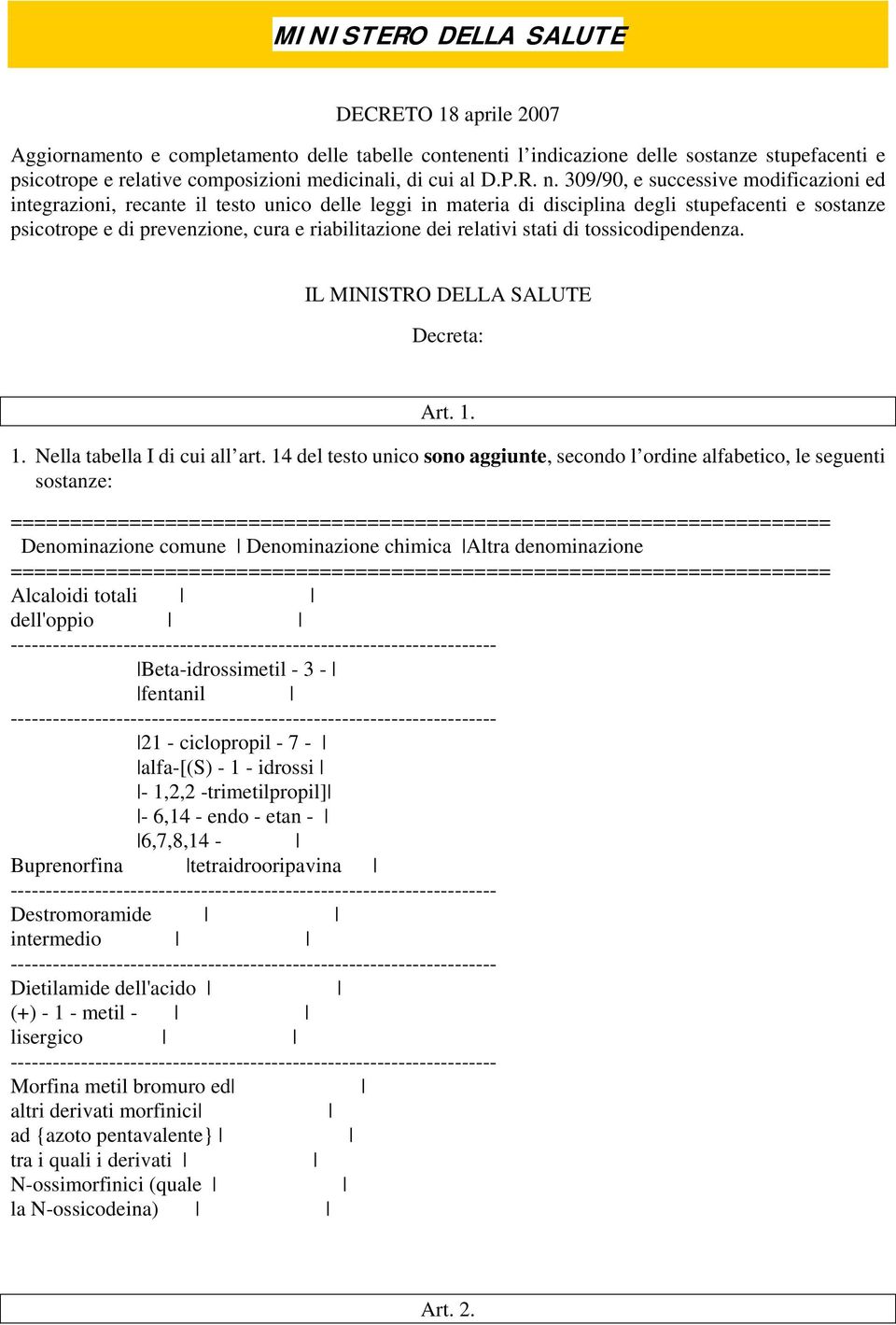 309/90, e successive modificazioni ed integrazioni, recante il testo unico delle leggi in materia di disciplina degli stupefacenti e sostanze psicotrope e di prevenzione, cura e riabilitazione dei