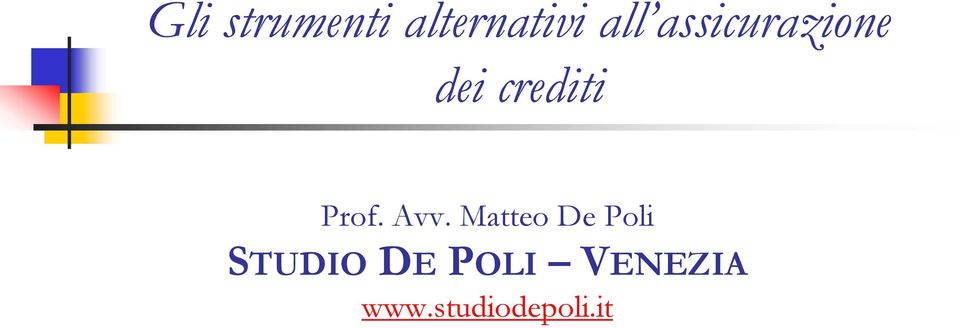 Avv. Matteo De Poli STUDIO DE