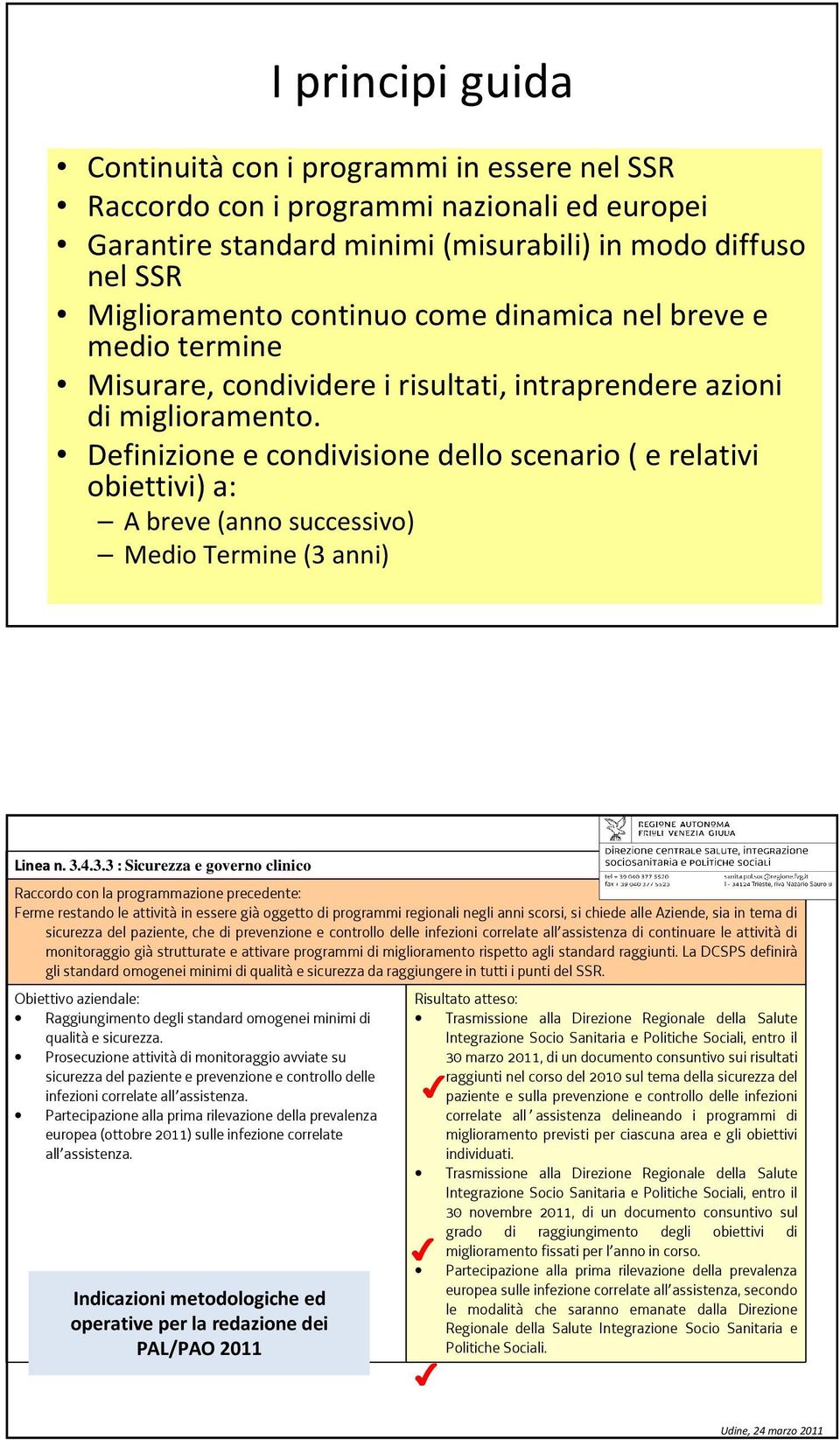 Definizione e condivisione dello scenario ( e relativi obiettivi) a: A breve (anno successivo) Medio Termine (3 