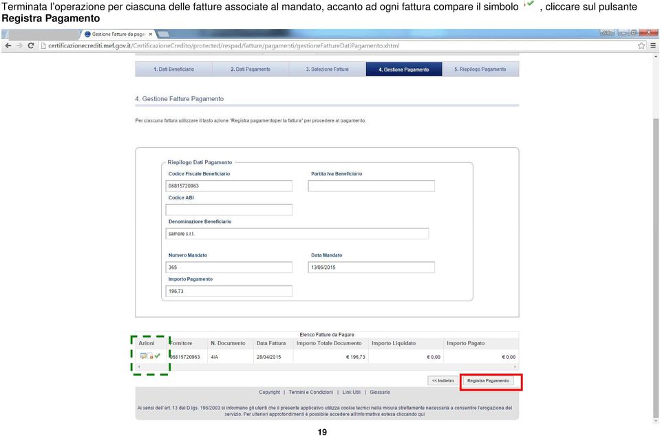 accanto ad ogni fattura compare il