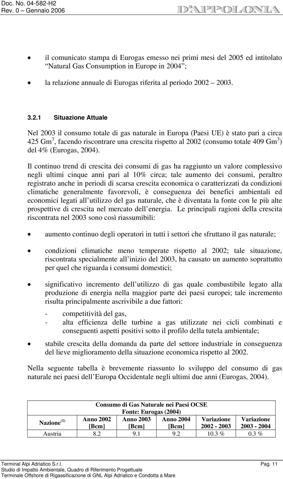 04 ; la relazione annuale di Eurogas riferita al periodo 20