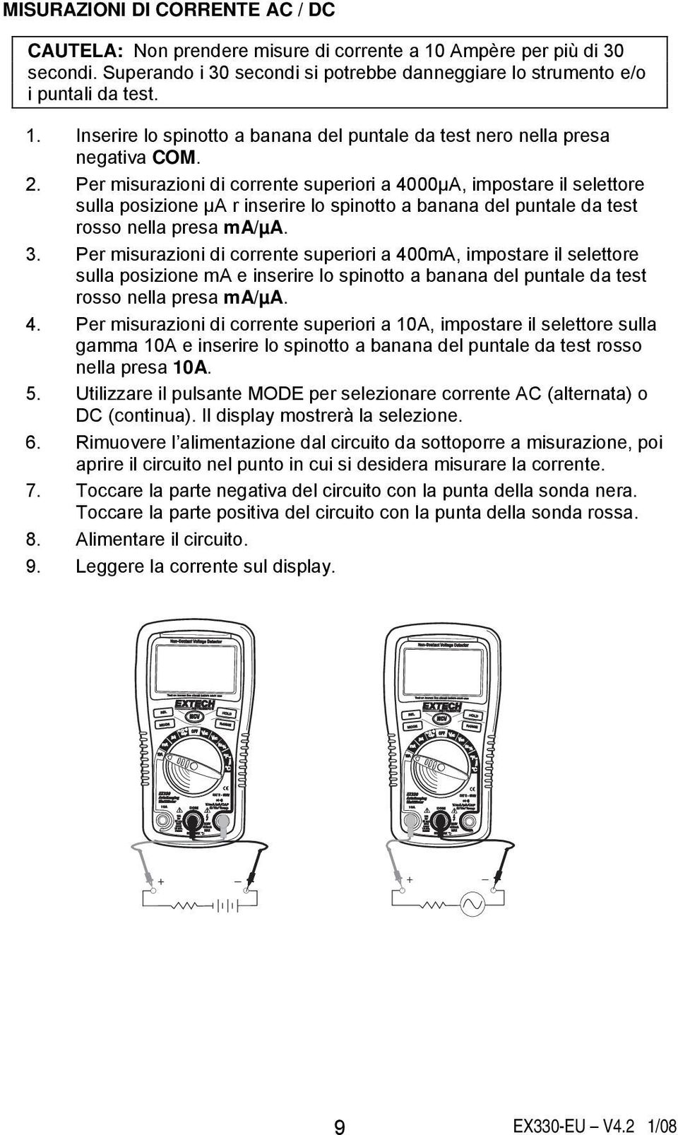 Per misurazioni di corrente superiori a 40